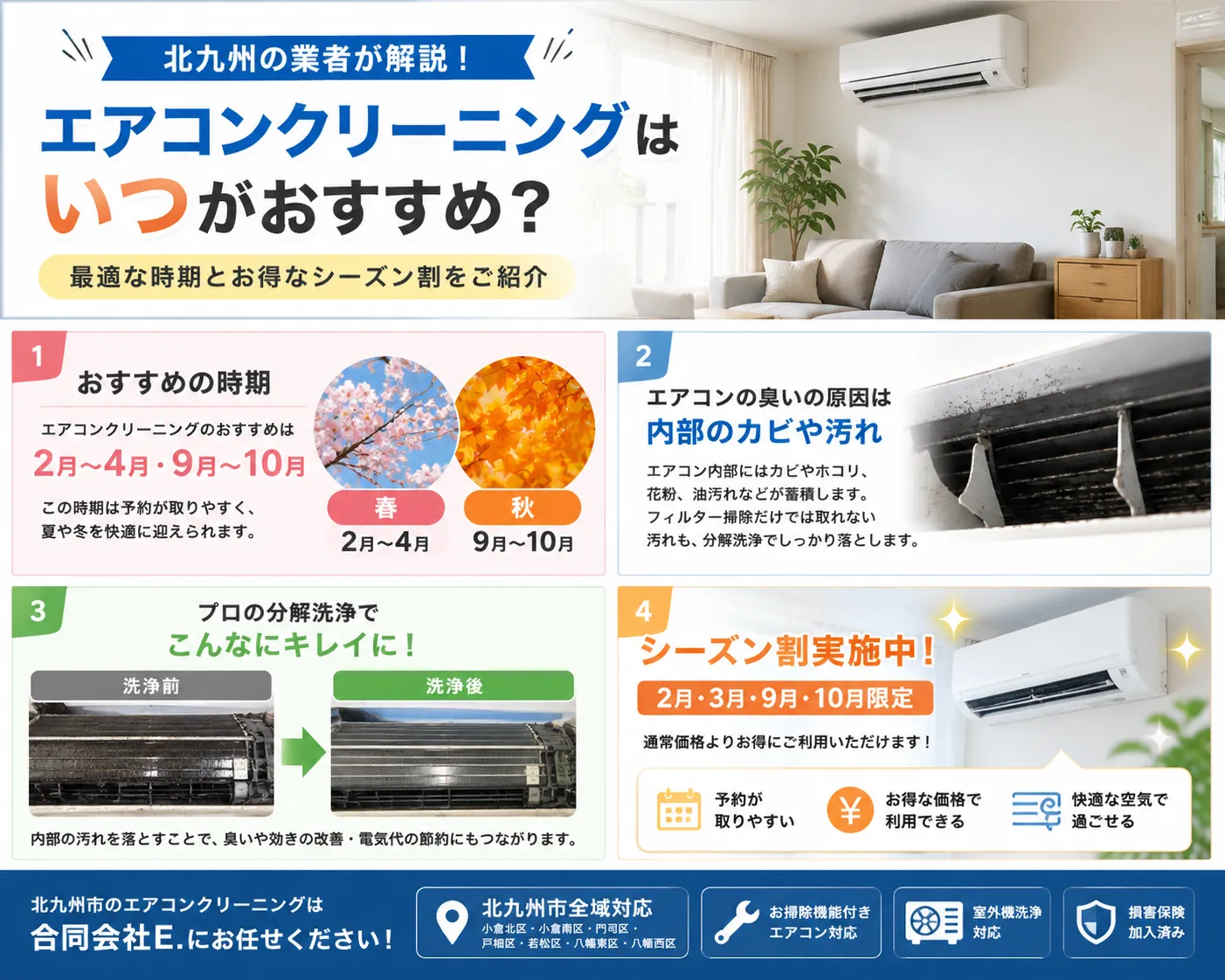 【北九州市】エアコンクリーニングはいつがおすすめ？北九州の業者が解説